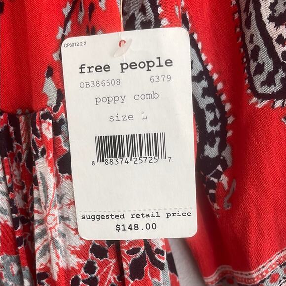 new with tag Free people size Large boho Bohemia Red Patterned woman's Dress - Picture 12 of 14